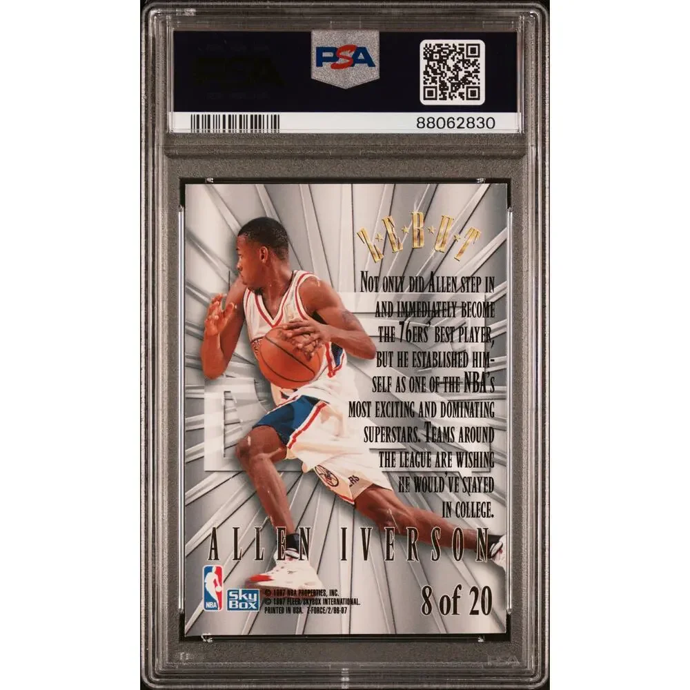 1996 SkyBox Z-Force Zebut #8 Allen Iverson RC PSA 8.5 Philadelphia 76ers Pop 1